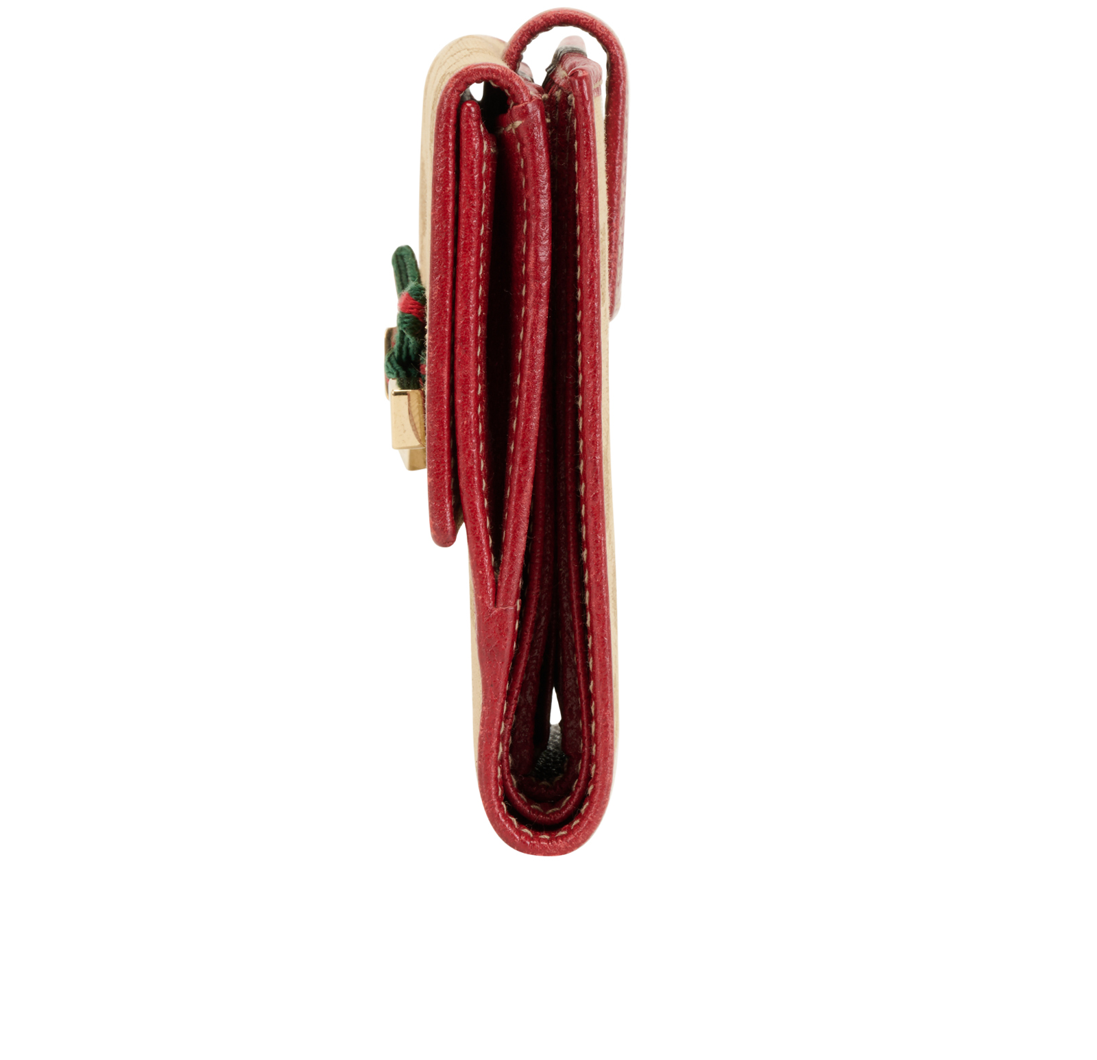 Gucci Bow & GG Compact Wallet, &pound;110, Accessories, Beige/Red, Canvas/Leather, Bottom view